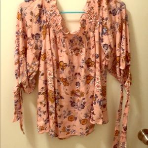 Pink top off shoulder